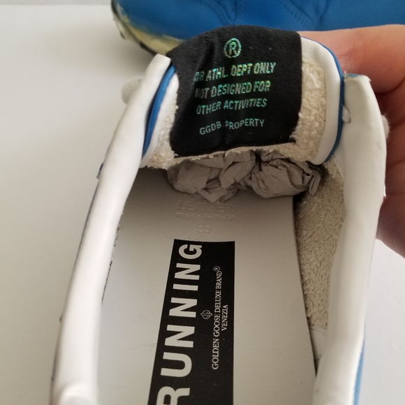 Golden Goose Running Blue Azure Lace Up Leather Sneakers Size 39 - Picture 9 of 13